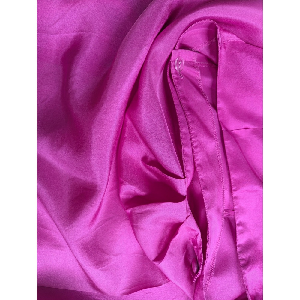 Colour Silk‎ Vintage 90s Hot Pink 100% Silk Wrap Skirt Barbiecore Minimalist L - Picture 8 of 8